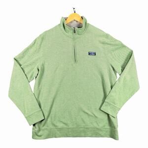 L.L.Bean Quarter Zip Pullover Green XL Tall Traditional Fit Cotton Blend